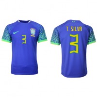 Brasil Thiago Silva #3 Fotballklær Bortedrakt VM 2022 Kortermet